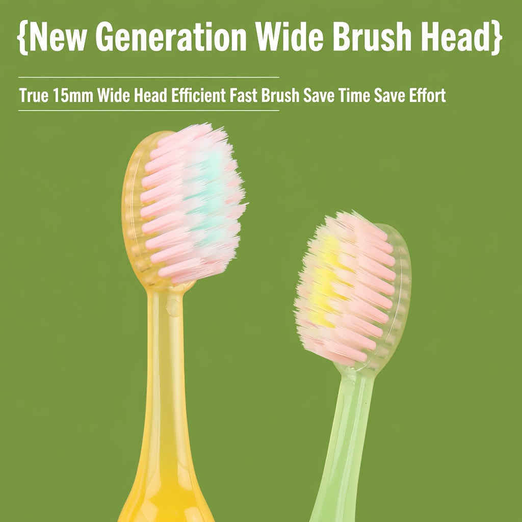 Pear and Duck High-efficiency Tooth Cleaning Toothbrush, Transparent Cartoon Handle, Small and Easy to Carry, High-density Colored Soft Hair, Efficient Cleaning, Carry It When Traveling and Entering the Park