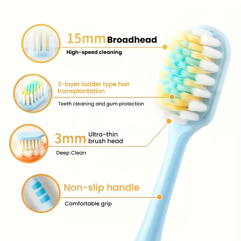 Ball Brush Head Couple Toothbrush, Soft Adult Toothbrush, Suitable for Sensitive Teeth And Gums, Suitable for Adults, Students, Super Clean Manual Toothbrush Set, Helps Whiten Teeth, Non-Slip Grip, Comfortable Handle, Dopamine Color Scheme