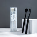 3PS New Adult Toothbrush Tongue Coating Cleaner Tongue Scraper Black And White Soft Spiral Hair to Tongue Coating And Bad Breath Two Packs