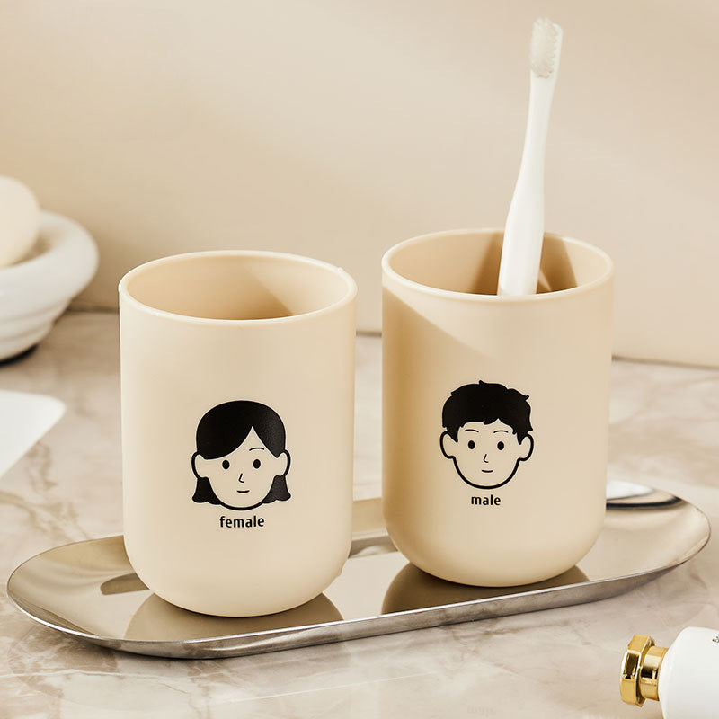 2 Couple Mouthwash Cups- Simple and Elegant Design, Durable Plastic, Perfect Bathroom Accessories, Bathroom Water Cups, Bathroom Essentials| Elegant Design| Durable Plastic Cup, Bathroom Accessories And Decorations, Tooth Washing Cup