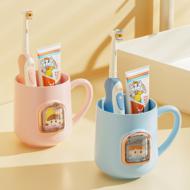 1pc Bear-Shaped Toothbrush & Mouthwash Cup with Handle --Grade Plastic Suitable for Home, Dorm, Travel, &, Cute Bathroom, Toothbrush Holder, Hygienic Cup for Oral Care