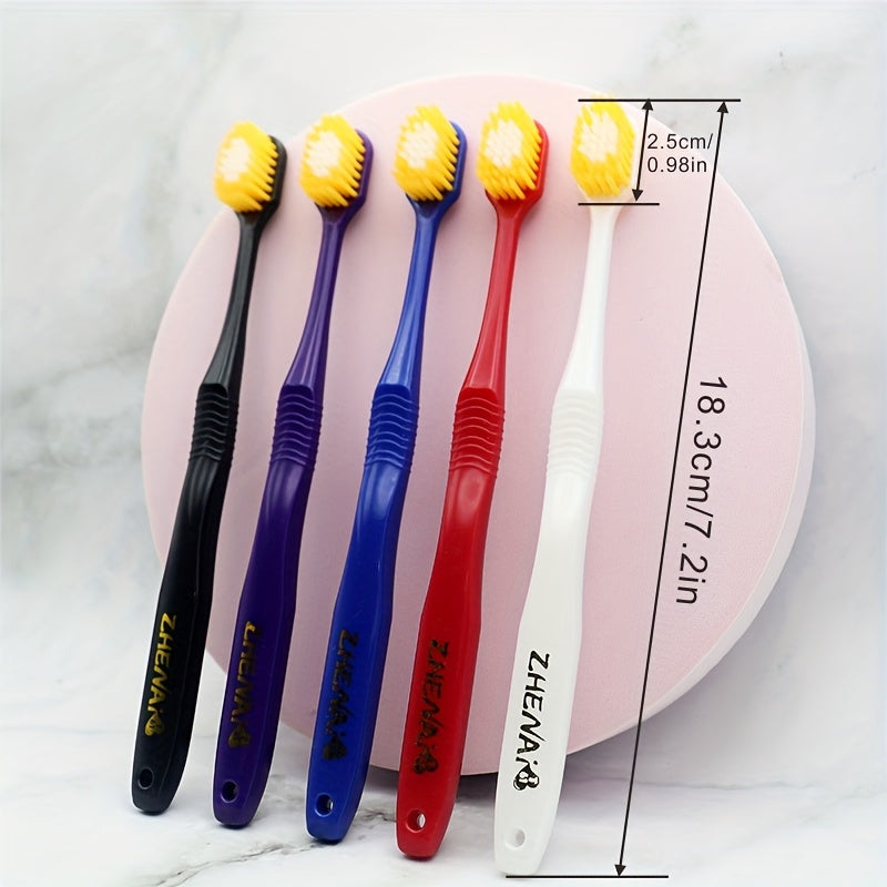 5-10 Japanese-style Wide-head Medium-soft Bristle Adult Manual Toothbrushes | Individually Packaged, 5 Colors Available, Suitable for Family Use, Daily Oral Care for Couples, Nylon Bristles