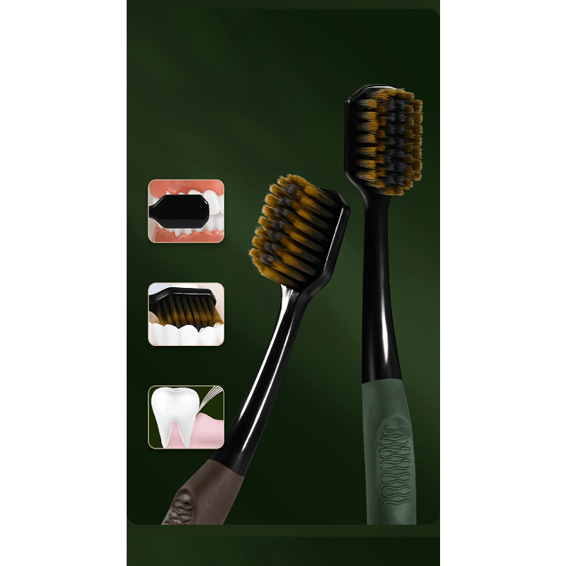 2-Pack Forest Series Ultra-Fine Soft-Bristled Non-Slip Handle, Essential for Travel, Efficient Cleaning, Household Adult Couple Soft-Bristled Toothbrush, Multi-Functional Fashion Hygiene Products