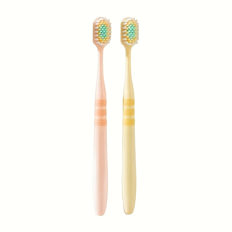 Ball Brush Head Couple Toothbrush, Soft Adult Toothbrush, Suitable for Sensitive Teeth And Gums, Suitable for Adults, Students, Super Clean Manual Toothbrush Set, Helps Whiten Teeth, Non-Slip Grip, Comfortable Handle, Dopamine Color Scheme