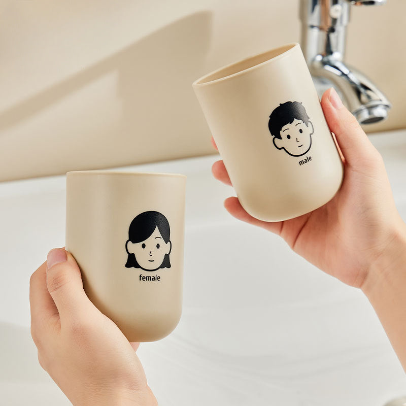 2 Couple Mouthwash Cups- Simple and Elegant Design, Durable Plastic, Perfect Bathroom Accessories, Bathroom Water Cups, Bathroom Essentials| Elegant Design| Durable Plastic Cup, Bathroom Accessories And Decorations, Tooth Washing Cup