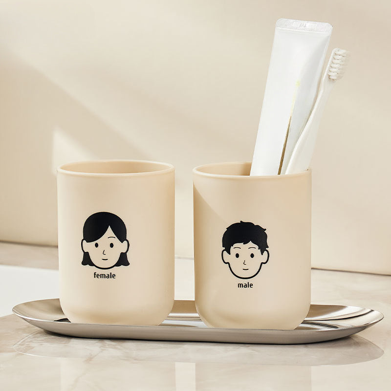 2 Couple Mouthwash Cups- Simple and Elegant Design, Durable Plastic, Perfect Bathroom Accessories, Bathroom Water Cups, Bathroom Essentials| Elegant Design| Durable Plastic Cup, Bathroom Accessories And Decorations, Tooth Washing Cup