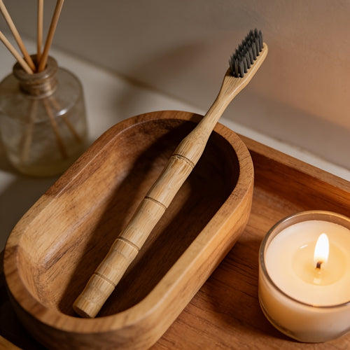 1pc Bamboo Bamboo Section Characteristic Toothbrush, Natural Bamboo Handle with Warm Texture, Narrow Head Bristle Design Flexible Deep into the Teeth, Gentle Teeth Cleaning and Gum Protection.