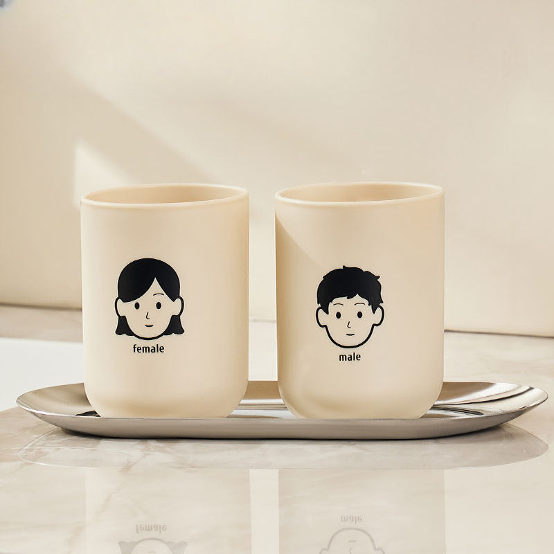 2 Couple Mouthwash Cups- Simple and Elegant Design, Durable Plastic, Perfect Bathroom Accessories, Bathroom Water Cups, Bathroom Essentials| Elegant Design| Durable Plastic Cup, Bathroom Accessories And Decorations, Tooth Washing Cup