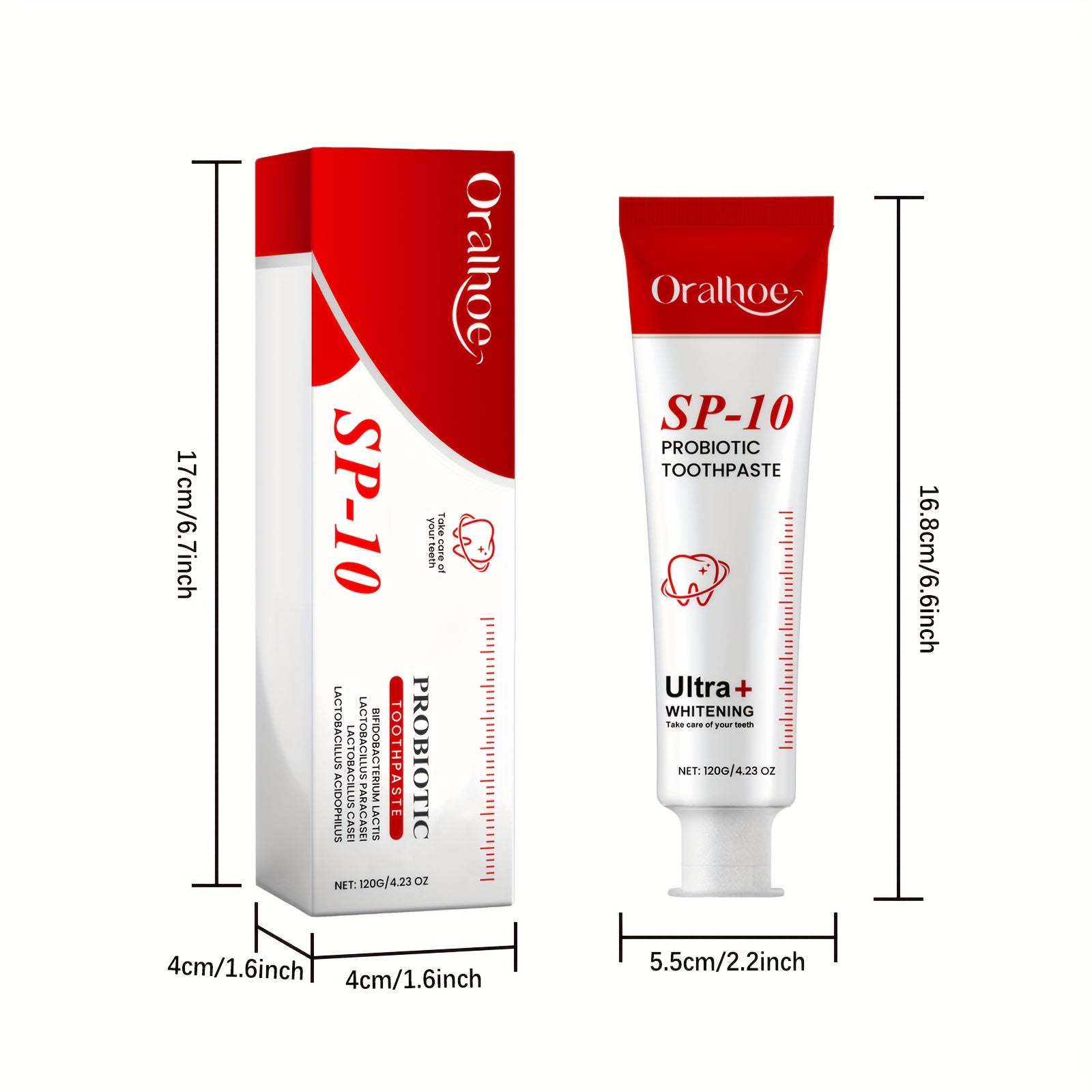 Super SP-10 Probiotic Toothpaste, Mint Extract Fresh Breath, Gentle Cleaning and Whitening Teeth Oral Care Family Kit, 120G*4