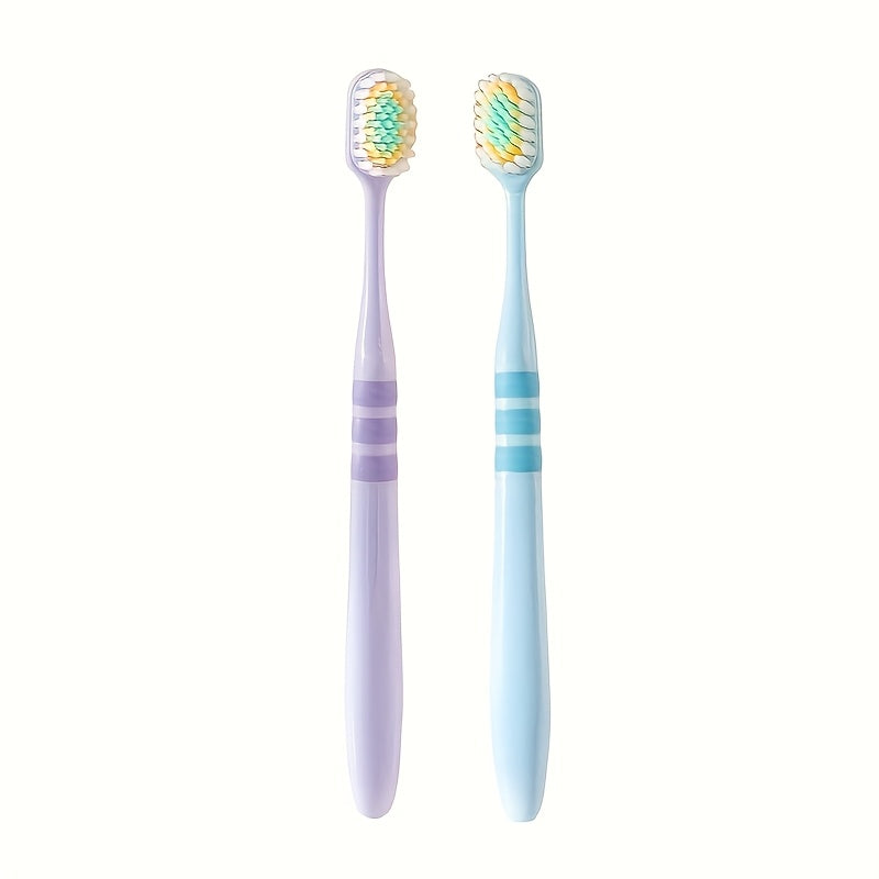 Ball Brush Head Couple Toothbrush, Soft Adult Toothbrush, Suitable for Sensitive Teeth And Gums, Suitable for Adults, Students, Super Clean Manual Toothbrush Set, Helps Whiten Teeth, Non-Slip Grip, Comfortable Handle, Dopamine Color Scheme