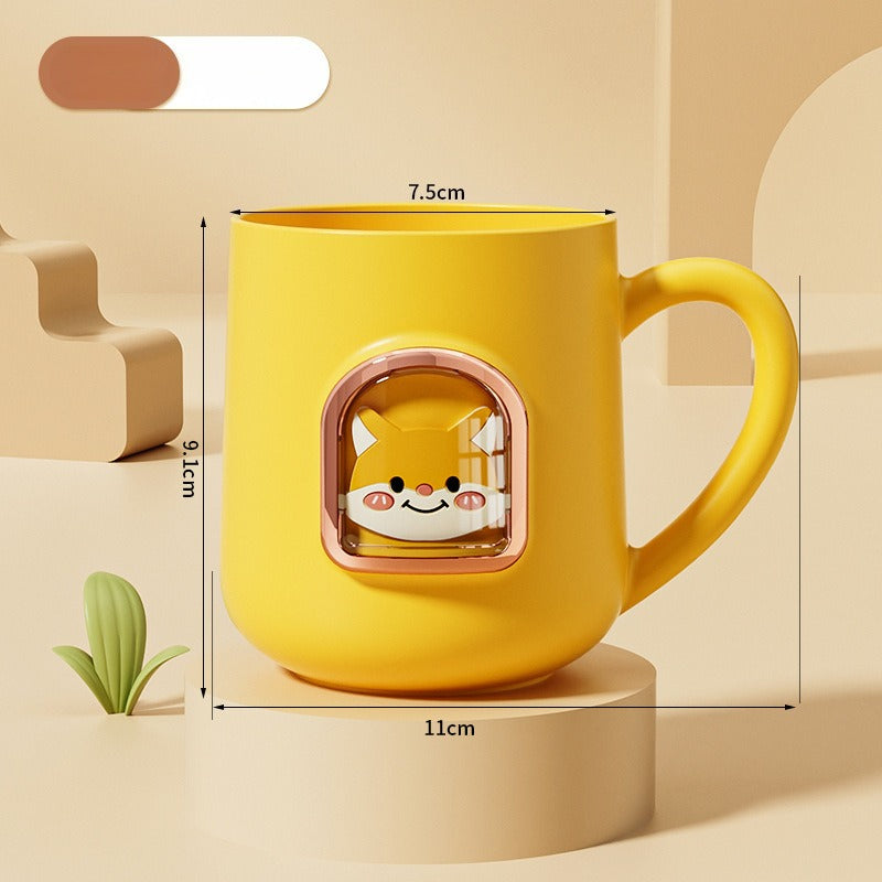 1pc Bear-Shaped Toothbrush & Mouthwash Cup with Handle --Grade Plastic Suitable for Home, Dorm, Travel, &, Cute Bathroom, Toothbrush Holder, Hygienic Cup for Oral Care