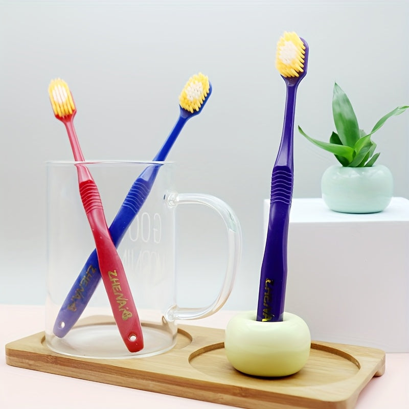 5-10 Japanese-style Wide-head Medium-soft Bristle Adult Manual Toothbrushes | Individually Packaged, 5 Colors Available, Suitable for Family Use, Daily Oral Care for Couples, Nylon Bristles