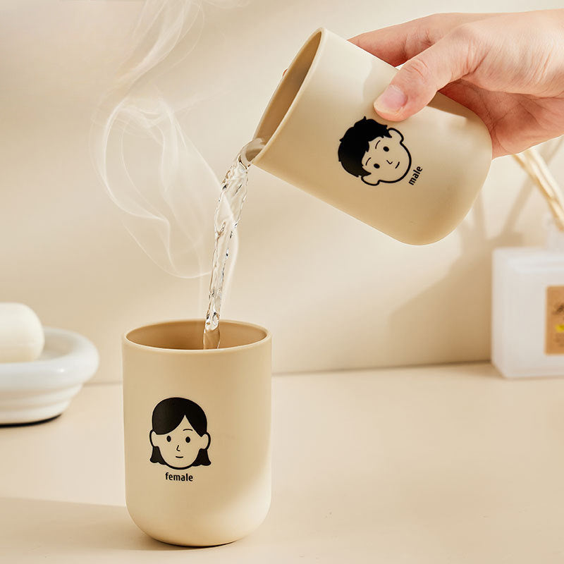 2 Couple Mouthwash Cups- Simple and Elegant Design, Durable Plastic, Perfect Bathroom Accessories, Bathroom Water Cups, Bathroom Essentials| Elegant Design| Durable Plastic Cup, Bathroom Accessories And Decorations, Tooth Washing Cup