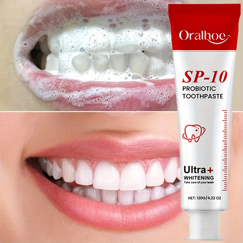 Super SP-10 Probiotic Toothpaste, Mint Extract Fresh Breath, Gentle Cleaning and Whitening Teeth Oral Care Family Kit, 120G*4