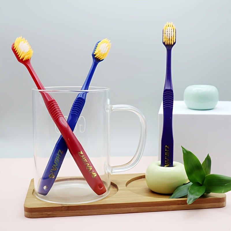 5-10 Japanese-style Wide-head Medium-soft Bristle Adult Manual Toothbrushes | Individually Packaged, 5 Colors Available, Suitable for Family Use, Daily Oral Care for Couples, Nylon Bristles