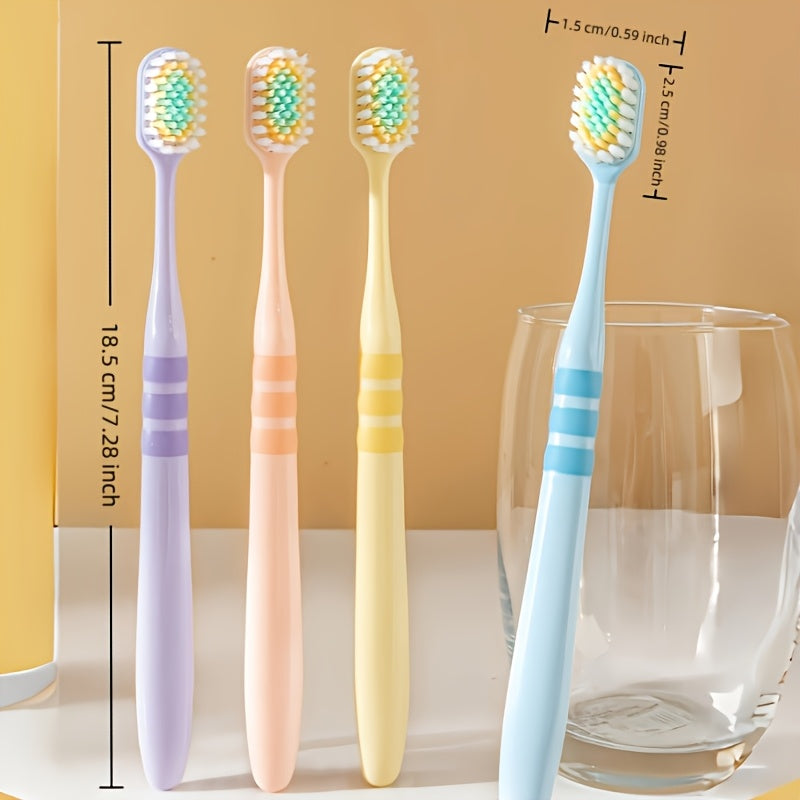 Ball Brush Head Couple Toothbrush, Soft Adult Toothbrush, Suitable for Sensitive Teeth And Gums, Suitable for Adults, Students, Super Clean Manual Toothbrush Set, Helps Whiten Teeth, Non-Slip Grip, Comfortable Handle, Dopamine Color Scheme