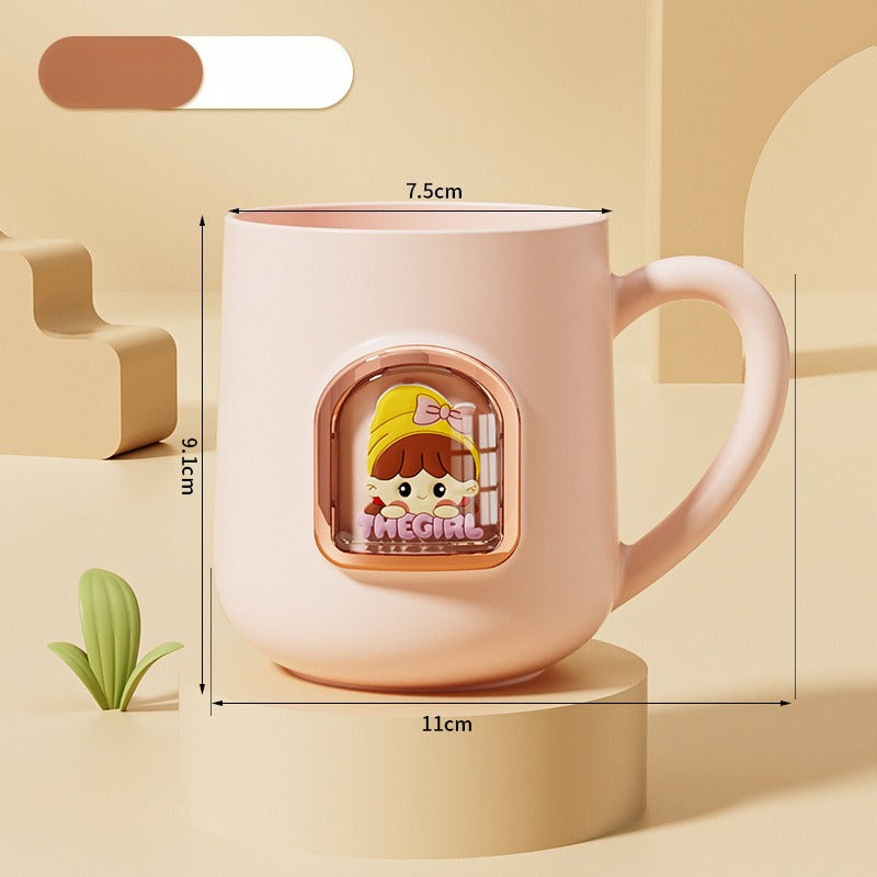 1pc Bear-Shaped Toothbrush & Mouthwash Cup with Handle --Grade Plastic Suitable for Home, Dorm, Travel, &, Cute Bathroom, Toothbrush Holder, Hygienic Cup for Oral Care