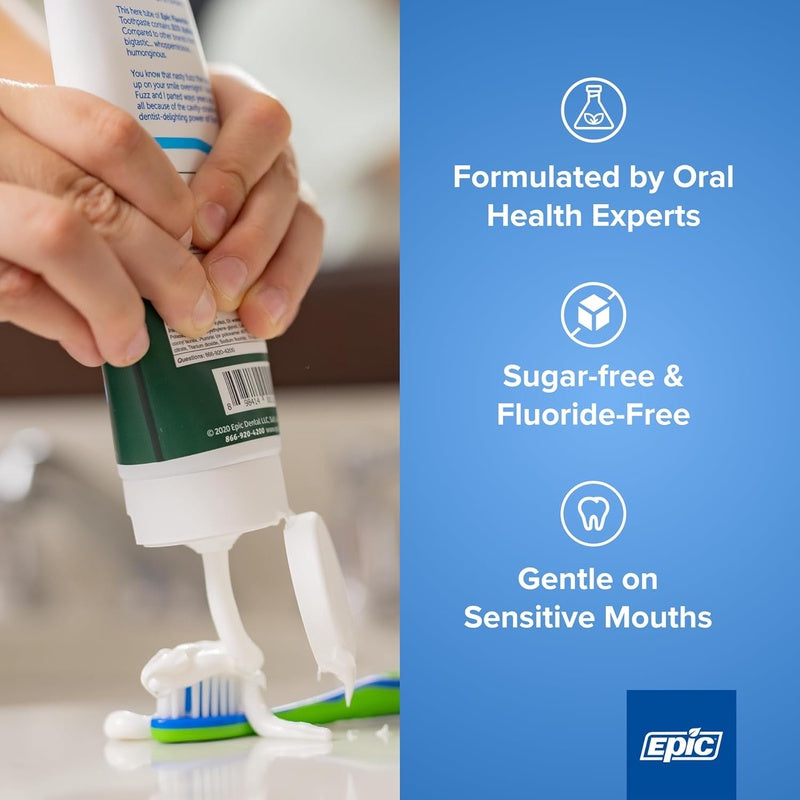 Epic Xylitol Toothpaste for Adults - Fluoride - Free Toothpaste with 25% Xylitol - SLS - Free Formula for Dry Mouth Fresh Breath - Spearmint, 4.9oz 2 - Pack