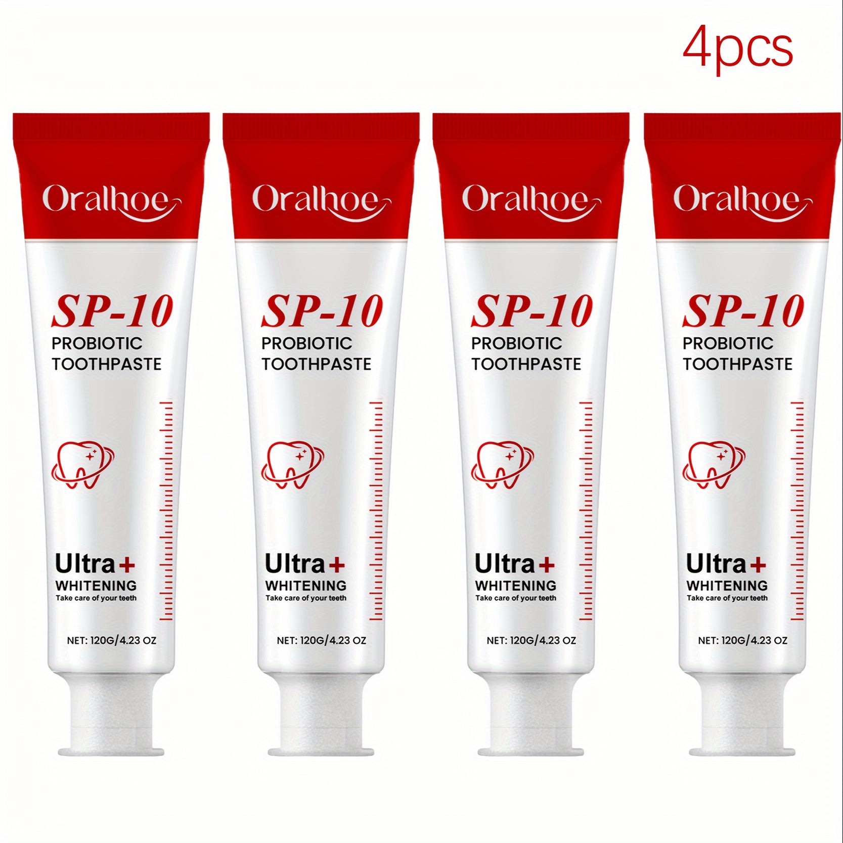 Super SP-10 Probiotic Toothpaste, Mint Extract Fresh Breath, Gentle Cleaning and Whitening Teeth Oral Care Family Kit, 120G*4