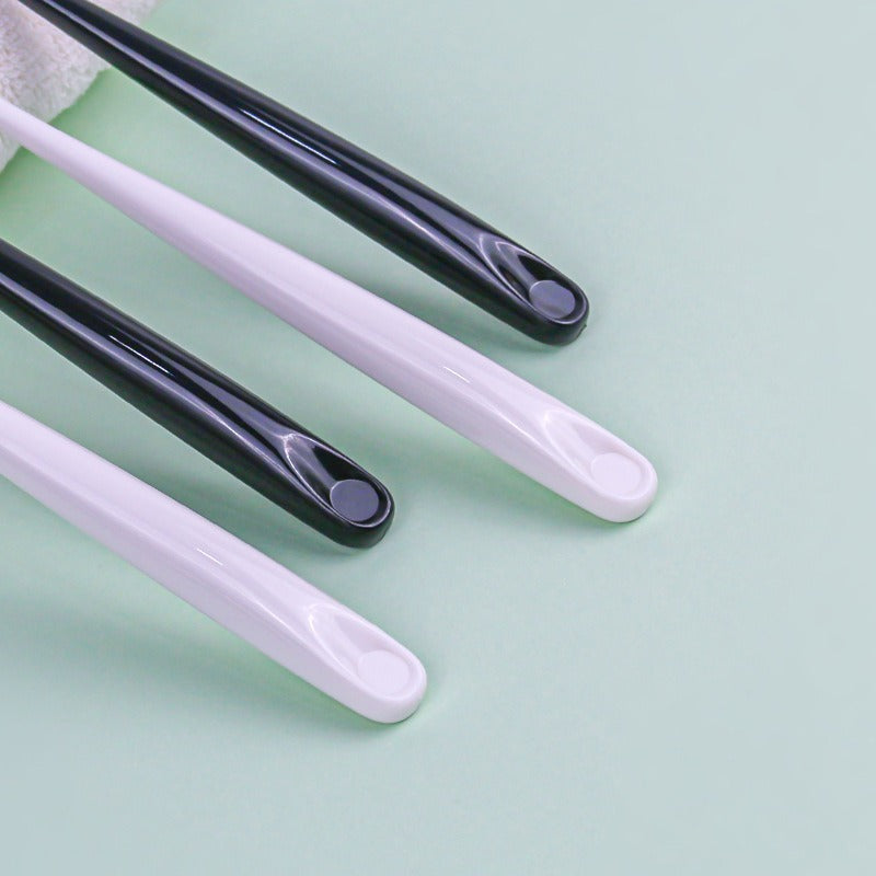 Creative Small Round Head Thai Spiral Hair Couple Toothbrush Black And White with 1\u002F2 Pack Adult Bamboo Charcoal Soft Bristle Toothbrush